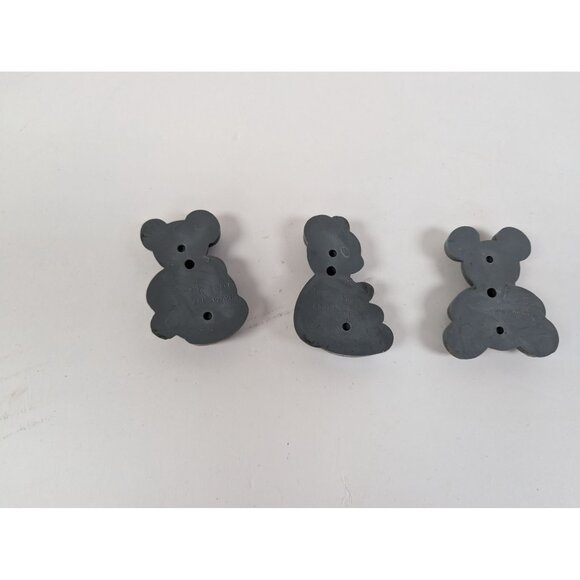 Homco 2 1/2" Teddy Bear Wall Plaques 3 Piece Blue & Gold Antiqued Finish #7505 - Picture 8 of 8